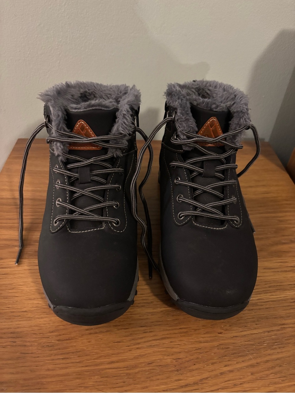 Mishansha Kids Outdoor Black Ankle Boots Hiking Walking Size 35 Kids 3.5 Faux